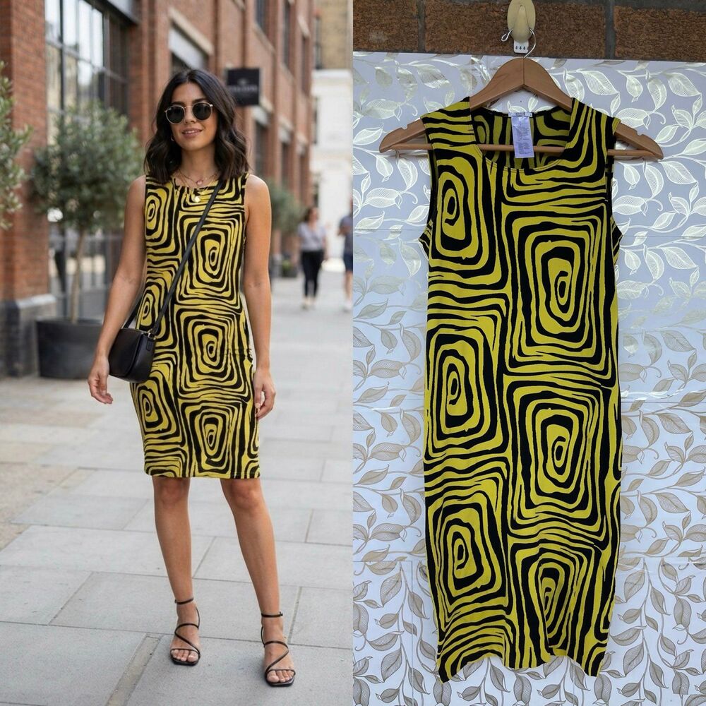 Wolford 2013 Abstract Swirl Print Mini Dress Size Small Retro Mod Shift